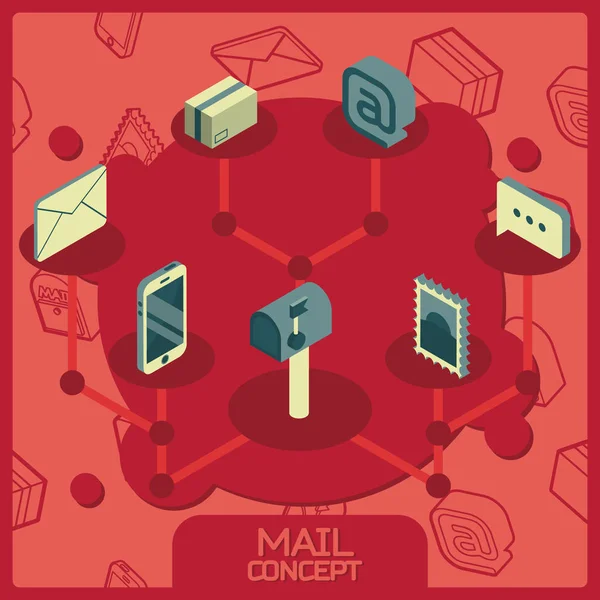 Conceito de cor de correio ícones isométricos —  Vetores de Stock