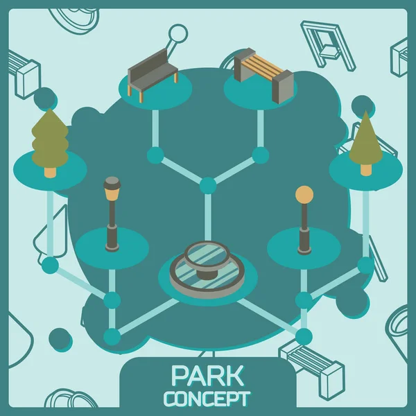 Park kolor koncepcja izometryczny ikony — Wektor stockowy