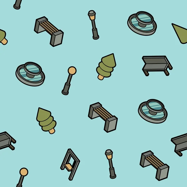 Park renk anahat izometrik desen