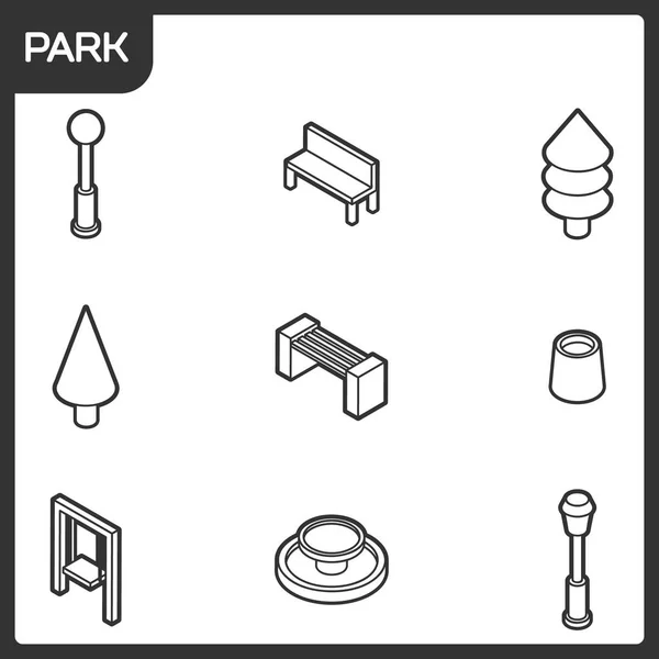 Park overzicht isometrisch icons — Stockvector