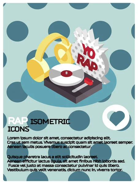 Cartel isométrico de color Rap — Vector de stock