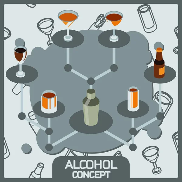 Alkohol färg konceptet isometrisk ikoner — Stock vektor