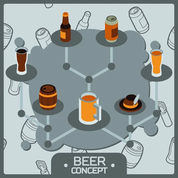 Concept de bière icônes isométriques — Image vectorielle