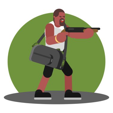 Adam av tüfeği ve bir çanta dolusu nakit