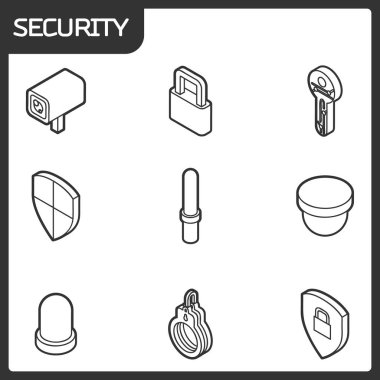 Güvenlik anahat izometrik simgeler