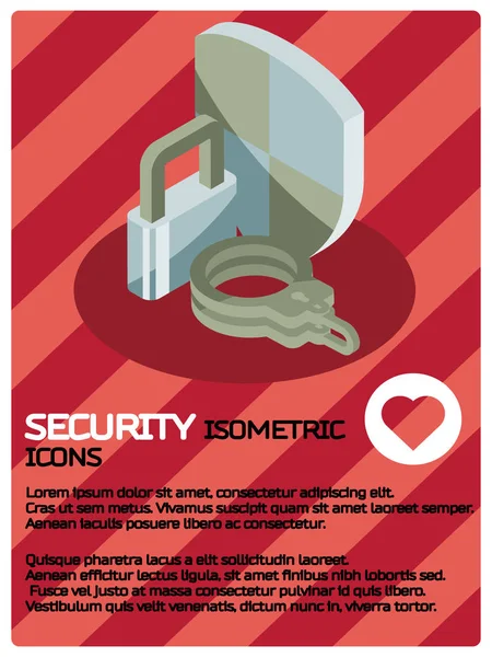 Cartel isométrico color seguridad — Vector de stock