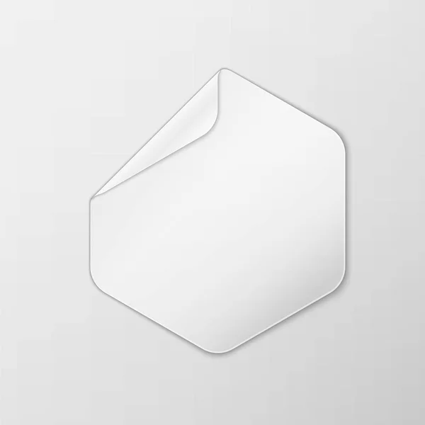Casca de hexágono branco fora adesivo de papel — Vetor de Stock