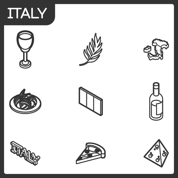 Italia esboza iconos isométricos — Vector de stock