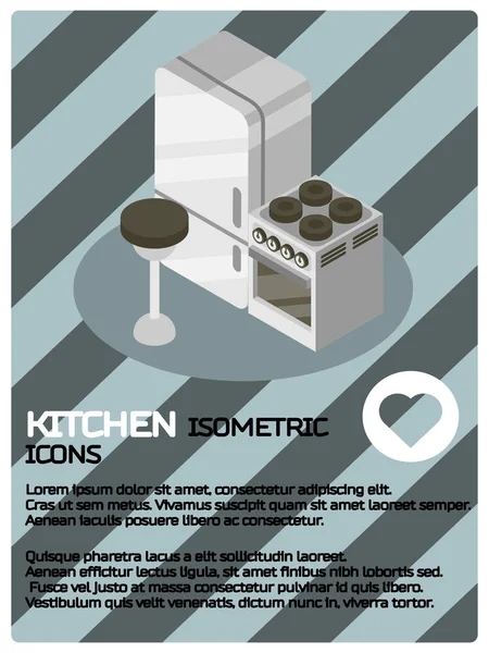 Cartel isométrico color cocina — Vector de stock