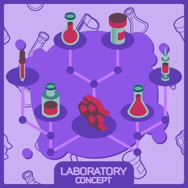 Icone isometriche del concetto di colore del laboratorio — Vettoriale Stock
