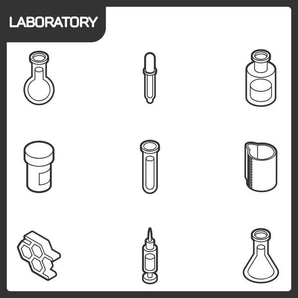 Laboratóriumi szerkezeti izometrikus ikonok — Stock Vector