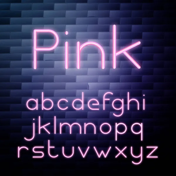 Pink Glowing neon alphabet — Stock Vector