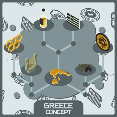 Yunanistan renk kavramı izometrik simgeler
