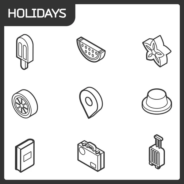 Holidays outline isometric icons — Stock Vector