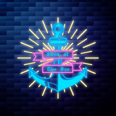 Vintage korsan amblemi parlak neon