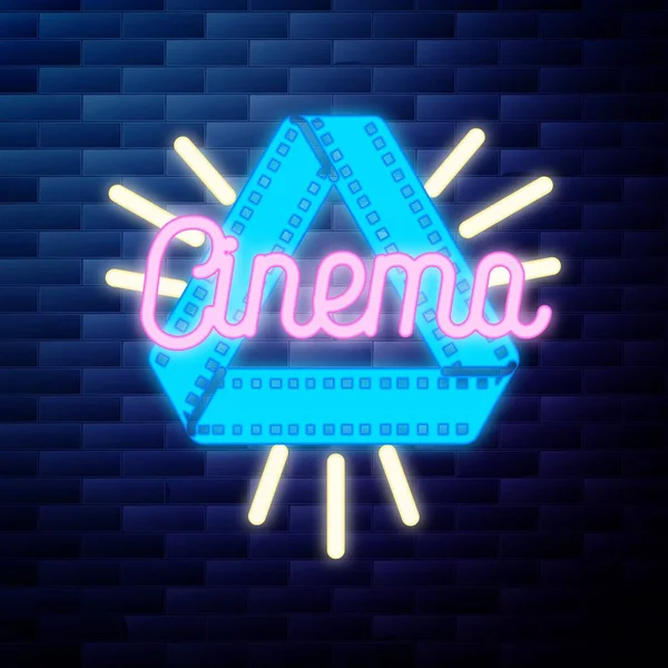 Vintage cinema emblem glowing — Stock Vector