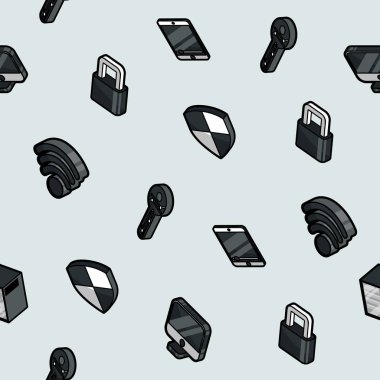 Cybersecurity renk anahat izometrik desen