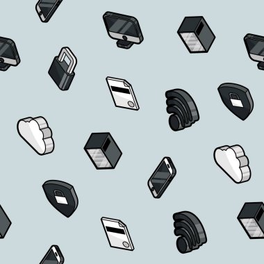 Veri merkezi renk anahat izometrik deseni