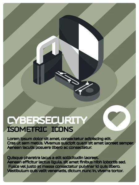 CyberSecurity színes izometrikus poszter — Stock Vector