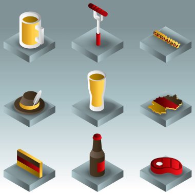 Almanya renk gradyan izometrik simgeler