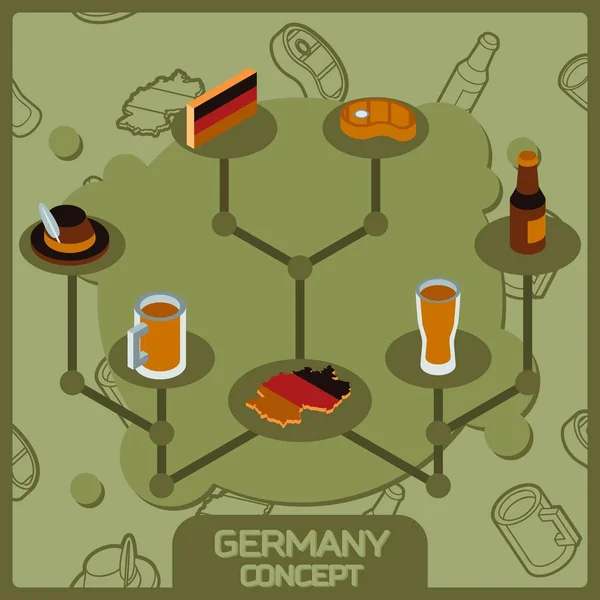 Niemczech kolor koncepcja izometryczny ikony — Wektor stockowy