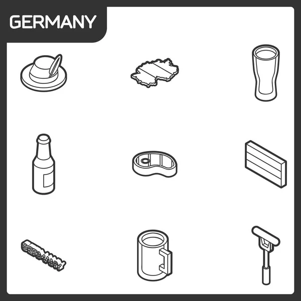 Niemczech konturu ikony izometryczny — Wektor stockowy