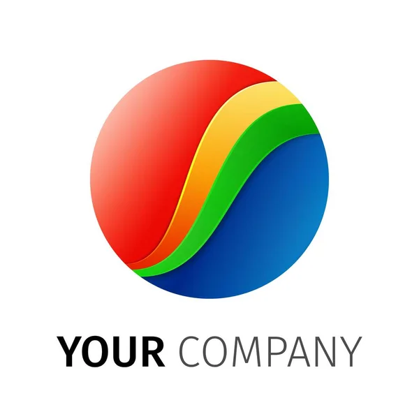 Rainbow round Logo design ribbon — Stock Vector