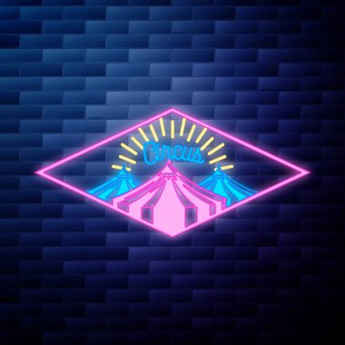 Vintage sirk amblemi parlak neon