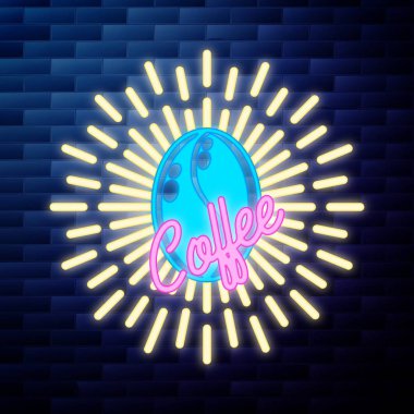 Vintage kahve amblemi parlak neon tabela