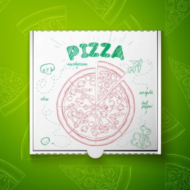 Pizza mashroom ile karton kutu