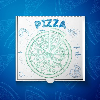 Pizza karidesli karton kutu