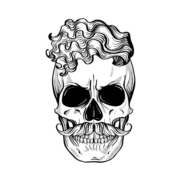 Злой череп с прической — стоковый вектор
