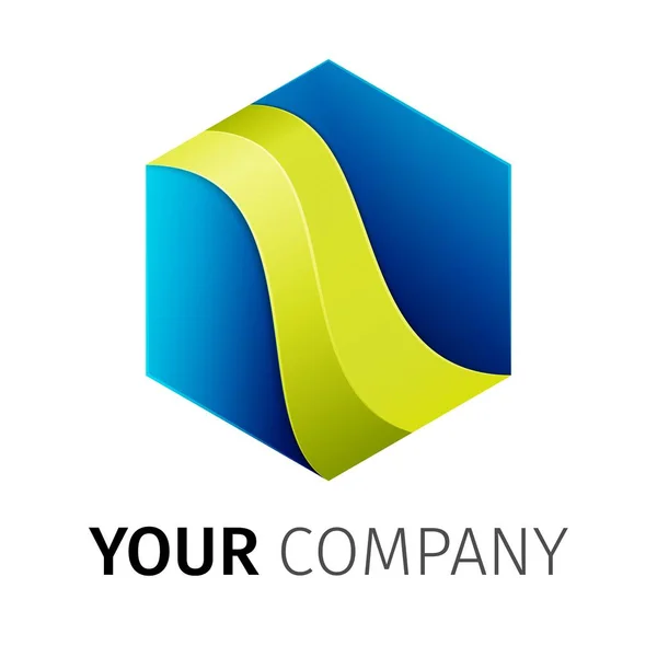 Modré a zelené šestiúhelník Logo — Stockový vektor