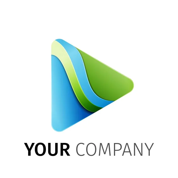 Mavi yeşil üçgen Logo Tasarım şerit — Stok Vektör