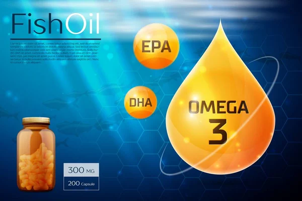 Óleo de peixe fundo modelo — Vetor de Stock