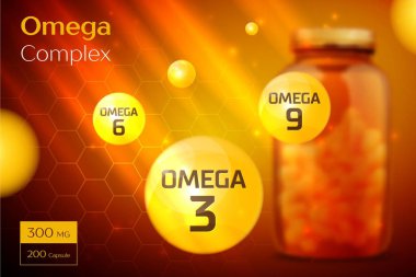 Omega 3 6 9 karmaşık şablon, arka plan
