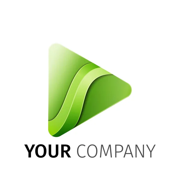 緑色の三角形のロゴ デザイン リボン — ストックベクタ