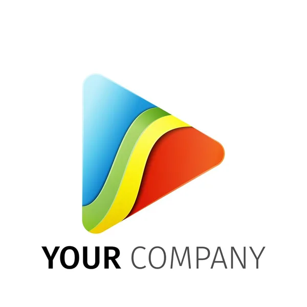 Rainbow niebieski zielony żółty i pomarańczowy Trójkąt Logo — Wektor stockowy