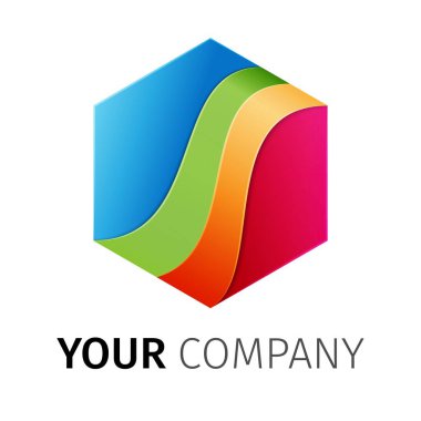 Gökkuşağı altıgen Logo Tasarım şerit