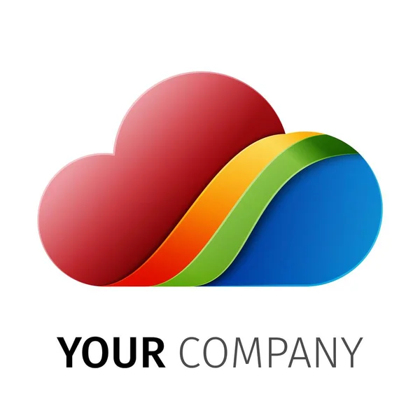 Ουράνιο τόξο σύννεφο λογότυπο σχεδιασμό κορδέλας — Διανυσματικό Αρχείο