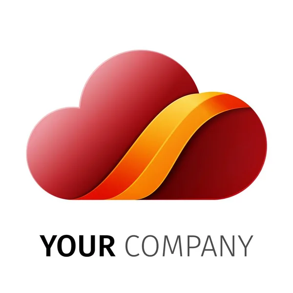 Κόκκινο και πορτοκαλί σύννεφο λογότυπο σχεδιασμό κορδέλας — Διανυσματικό Αρχείο