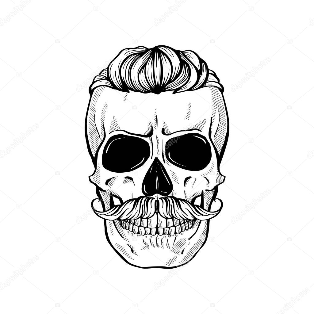 Skull with hairstyle