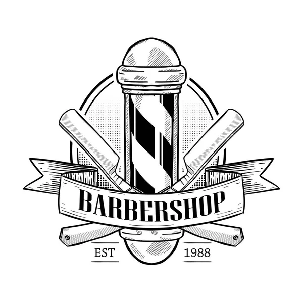 Logo de salon de coiffure avec poteau — Image vectorielle