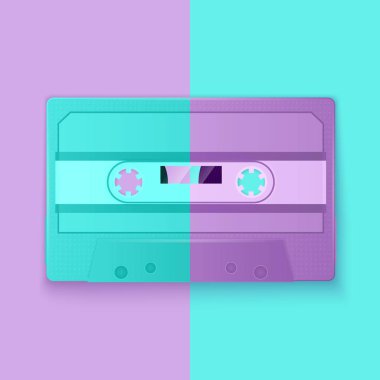 Retro kaset kaset mor ve turkuaz boyalı