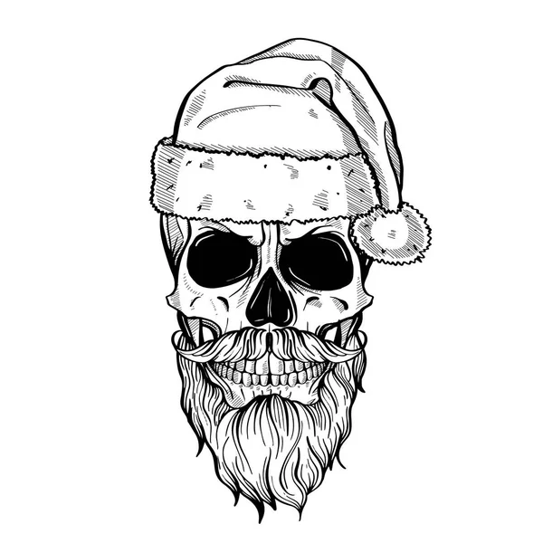 Crâne en colère dessiné à la main du Père Noël — Image vectorielle