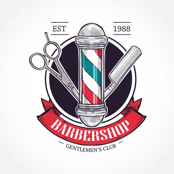 Logo de barbería de color — Vector de stock