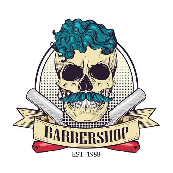 Logo de barbería de color — Vector de stock