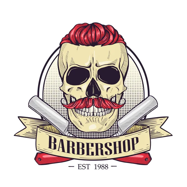 Cor logotipo da barbearia — Vetor de Stock