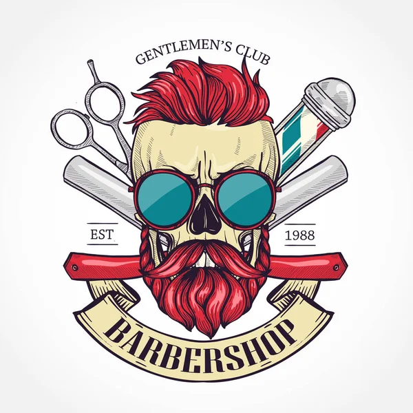 Logo de barbería de color — Vector de stock