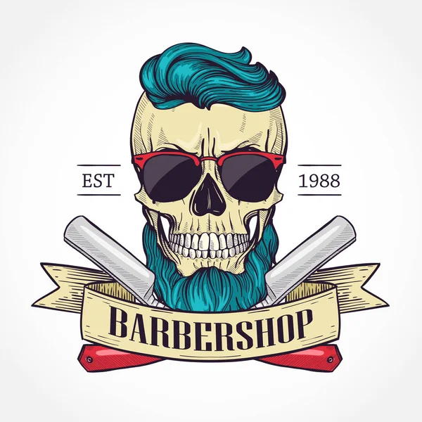 Logo de barbería de color — Vector de stock